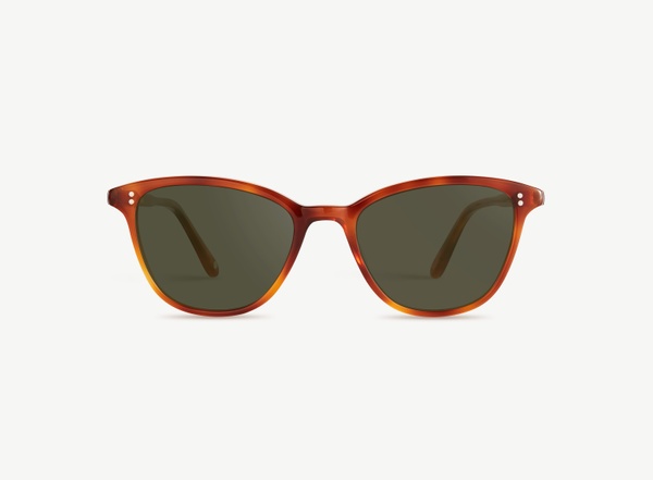 Front view of a pair of eyeglasses called the Dancer in Amber