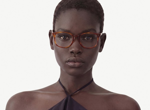 Front view of a pair of eyeglasses called the Superhero in Amber