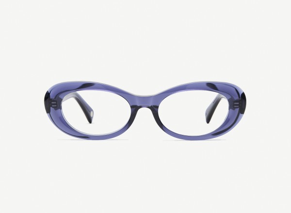 Front view of a pair of eyeglasses called the Oracle in Midnight