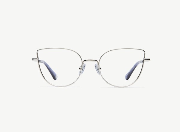 Front view of a pair of eyeglasses called the Charm in Silver