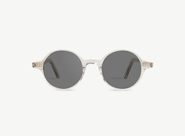 Front view of a pair of eyeglasses called the Visionary in Smoke