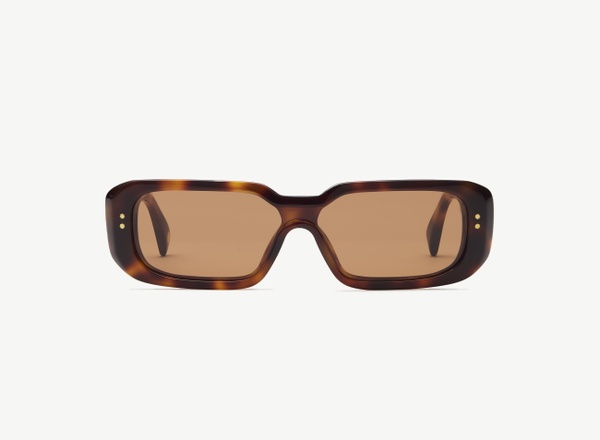 Front view of a pair of eyeglasses called the Cyclops in Tortoise