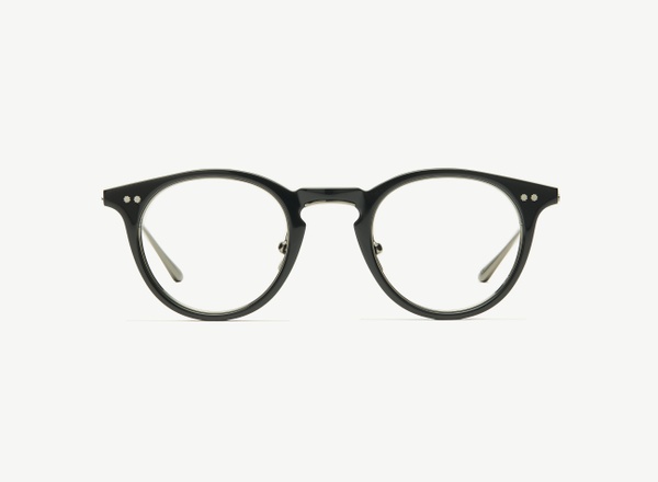 Front view of a pair of eyeglasses called the Alchemist in Black
