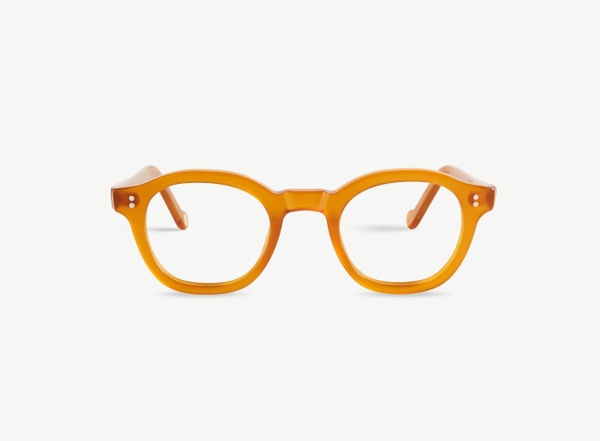 Front view of a pair of eyeglasses called the Designer in Marigold