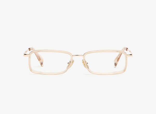 Front view of a pair of eyeglasses called the Pulse in Nude