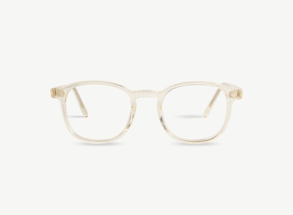 Front view of a pair of eyeglasses called the Idealist in Champagne