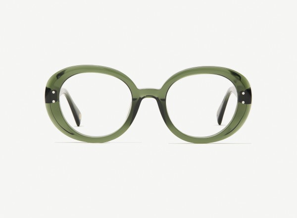 Front view of a pair of eyeglasses called the Collector in Jade