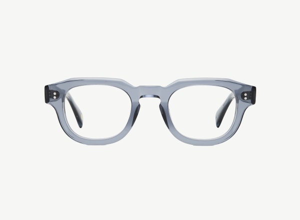 Front view of a pair of eyeglasses called the Cosmonaut in Denim