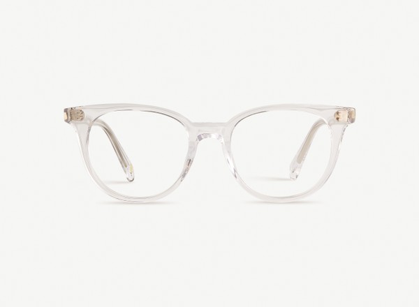 Front view of a pair of eyeglasses called the Aesthete in Crystal