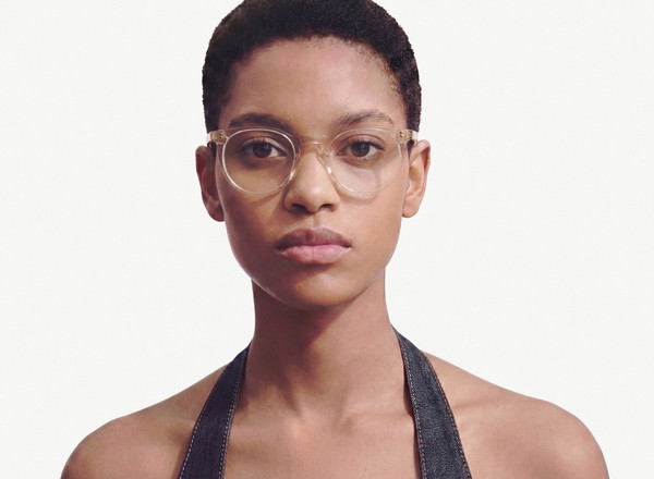 Front view of a pair of eyeglasses called the Parisian in Nude