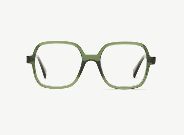 Front view of a pair of eyeglasses called the Reporter in Jade