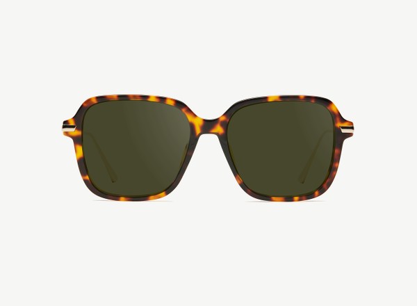 Front view of a pair of eyeglasses called the Lover in Tortoise