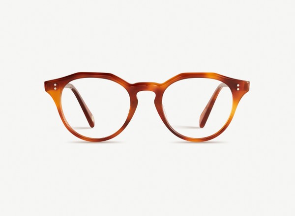 Front view of a pair of eyeglasses called the Maestro in Amber