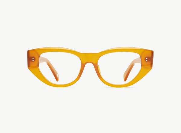 Front view of a pair of eyeglasses called the Rebel in Marigold
