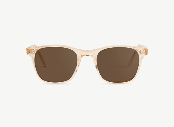 Front view of a pair of eyeglasses called the Bookworm in Peach