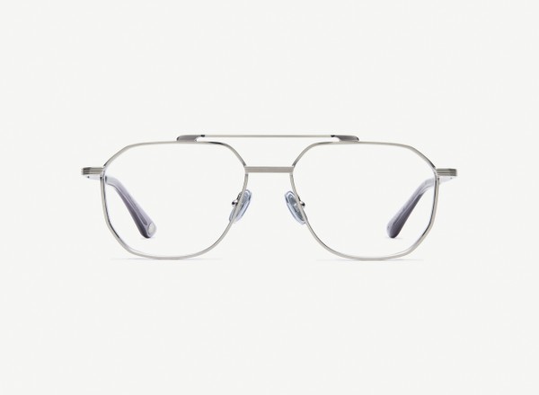 Front view of a pair of eyeglasses called the Maverick in Gunmetal
