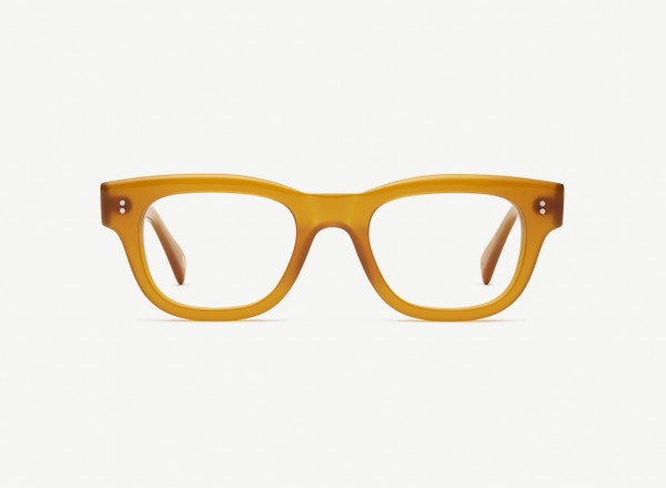 Front view of a pair of eyeglasses called the Navigator in Marigold