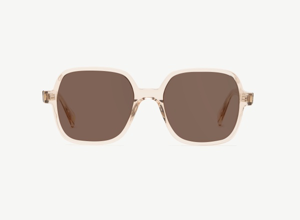 Front view of a pair of eyeglasses called the Reporter in Nude