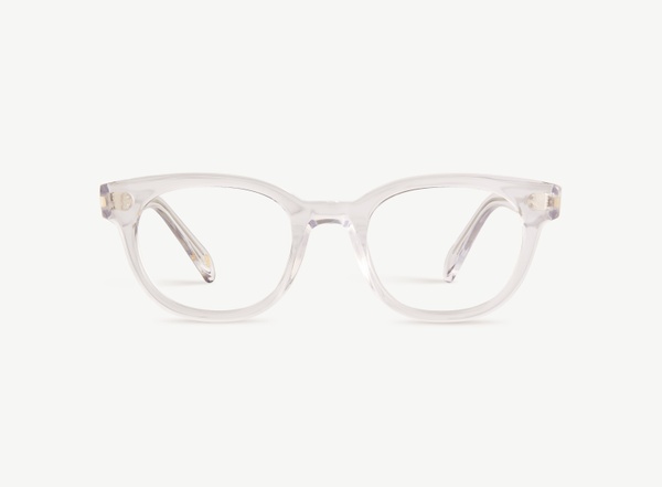 Front view of a pair of eyeglasses called the Epicure in Crystal