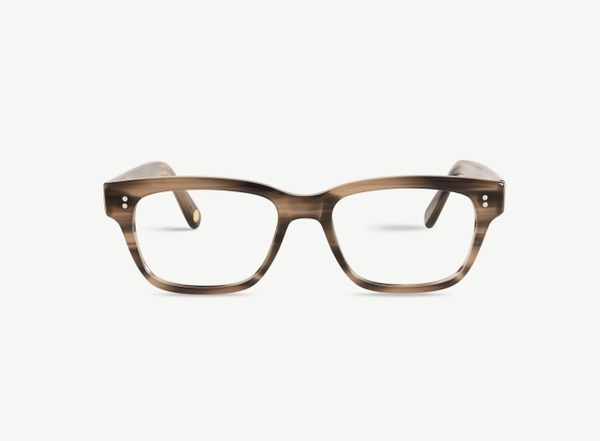 Front view of a pair of eyeglasses called the Exec in Ash