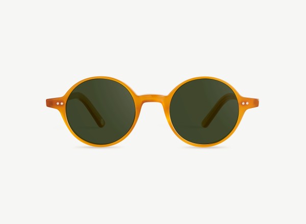 Front view of a pair of eyeglasses called the Visionary in Marigold