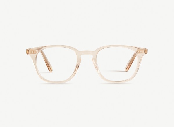 Front view of a pair of eyeglasses called the Samaritan in Nude