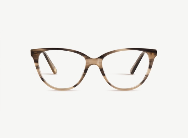 Front view of a pair of eyeglasses called the Cutie in Ash