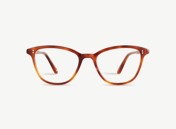 Front view of a pair of eyeglasses called the Dancer in Amber
