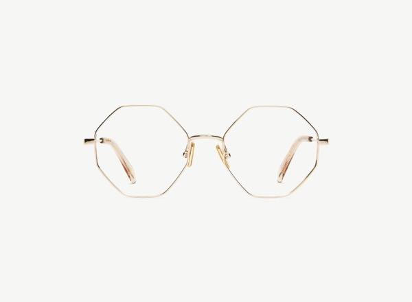 Front view of a pair of eyeglasses called the Utopian in Gold