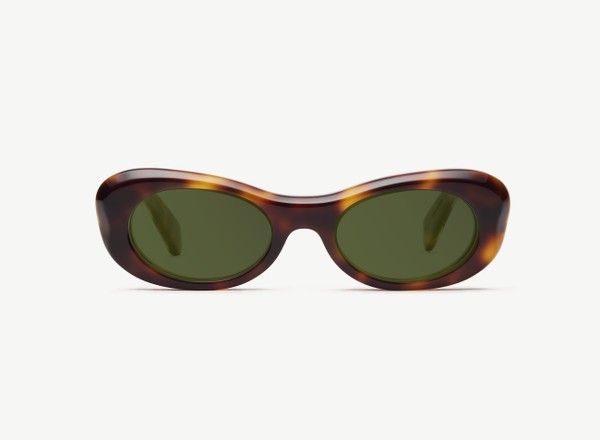Front view of a pair of eyeglasses called the Flow in Tortoiseshell