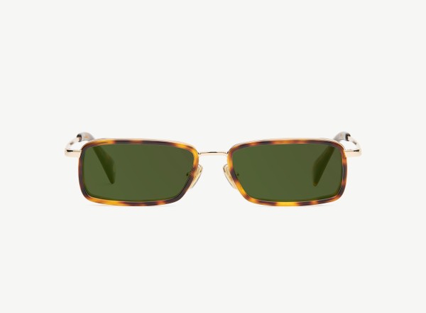 Front view of a pair of eyeglasses called the Pulse in Tortoise