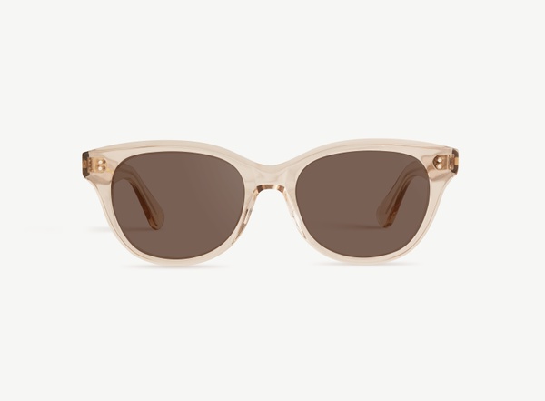 Front view of a pair of eyeglasses called the Soulmate in Nude
