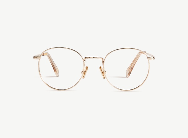 Front view of a pair of eyeglasses called the Daydreamer in Gold