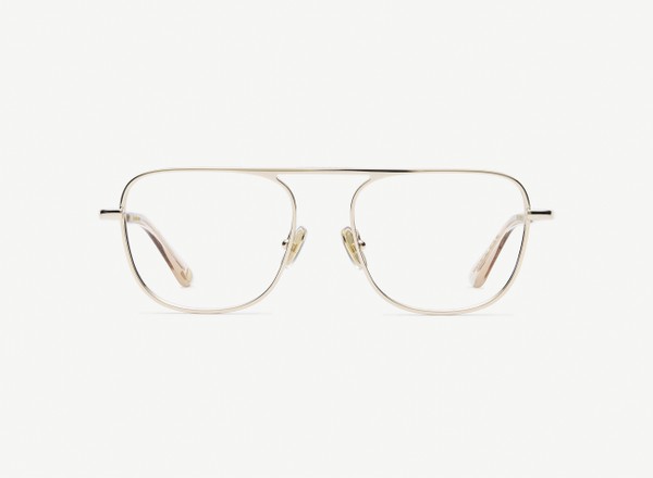 Front view of a pair of eyeglasses called the Pioneer in Gold