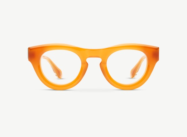Front view of a pair of eyeglasses called the Nino in Terracotta