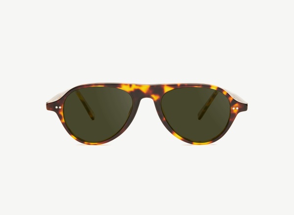 Front view of a pair of eyeglasses called the Pilot in Tortoise