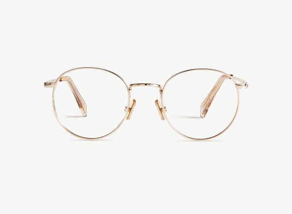 Front view of a pair of eyeglasses called the Daydreamer in Gold