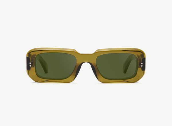 Front view of a pair of eyeglasses called the Ripple in Olive
