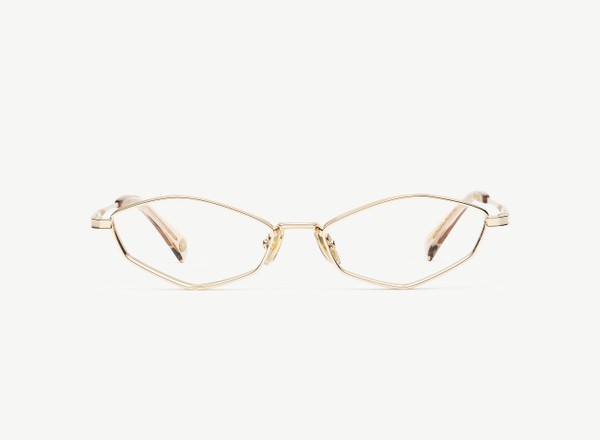 Front view of a pair of eyeglasses called the Duchess in Gold
