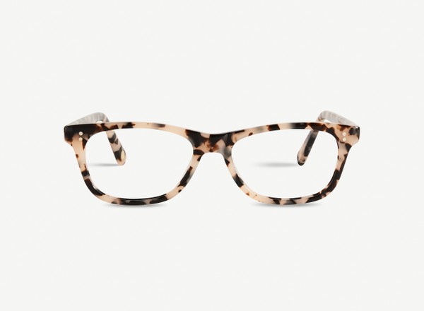 Front view of a pair of eyeglasses called the Romantic in Latte