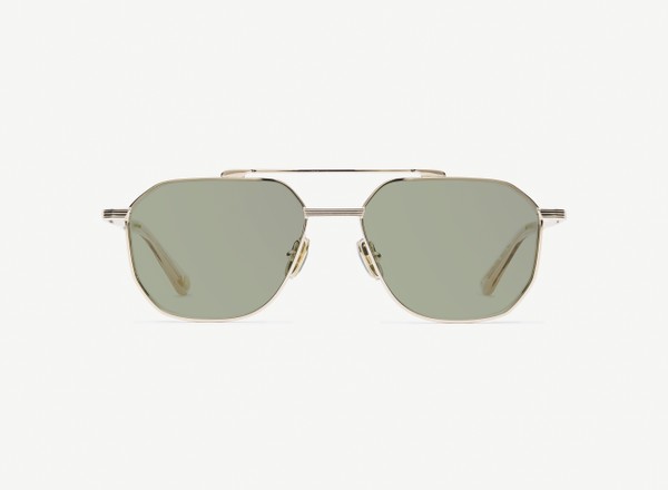 Front view of a pair of eyeglasses called the Maverick in Gold