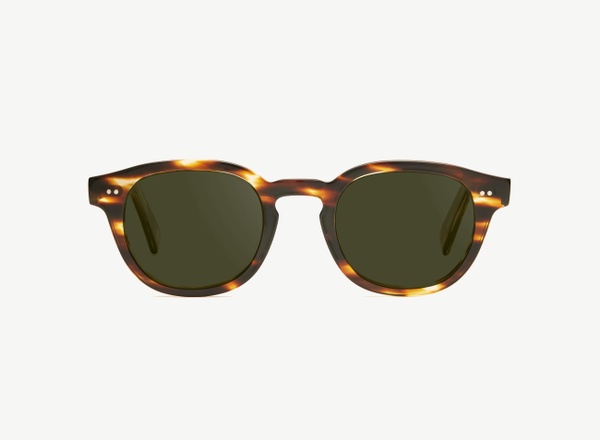 Front view of a pair of eyeglasses called the Performer in Tobacco