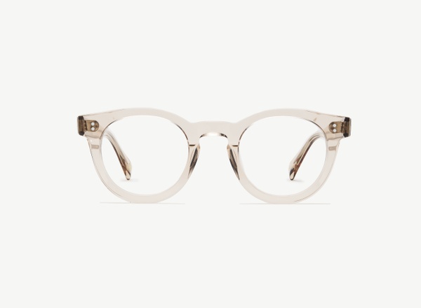 Front view of a pair of eyeglasses called the Messenger in Nude