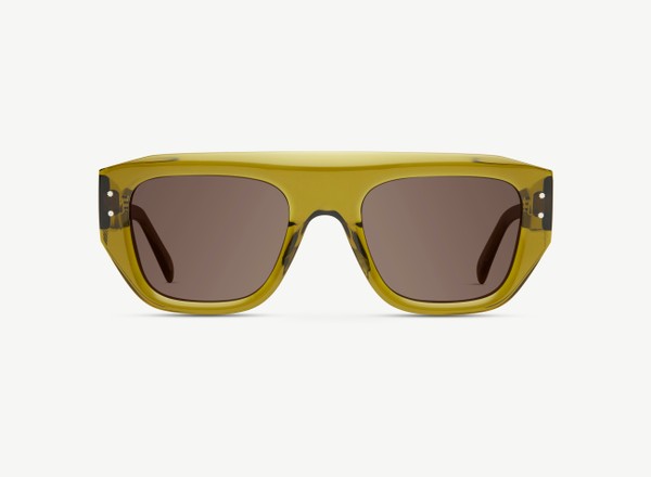 Front view of a pair of eyeglasses called the Stark in Olive