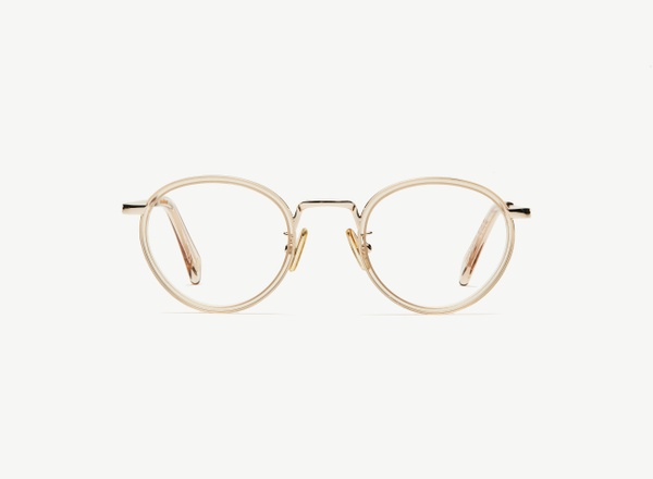Front view of a pair of eyeglasses called the Author in Nude