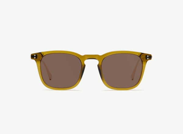 Front view of a pair of eyeglasses called the Engineer in Olive