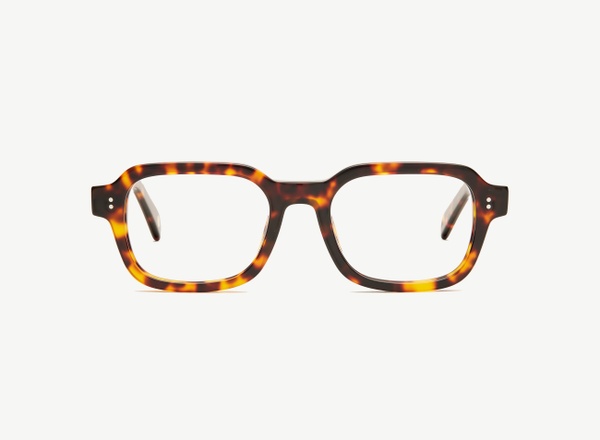 Front view of a pair of eyeglasses called the Prophet in Tortoise