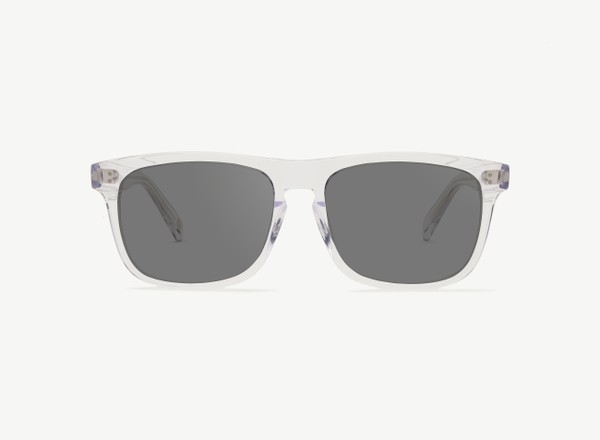 Front view of a pair of eyeglasses called the Captain in Crystal