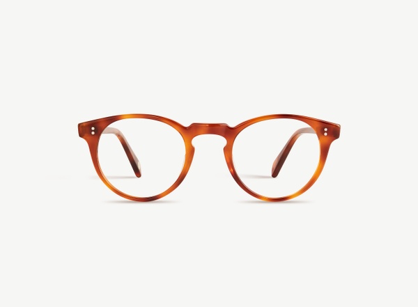 Front view of a pair of eyeglasses called the Bohemian in Amber