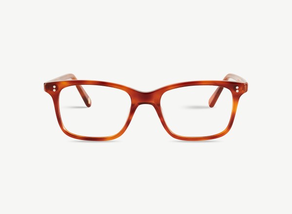 Front view of a pair of eyeglasses called the Thinker in Amber
